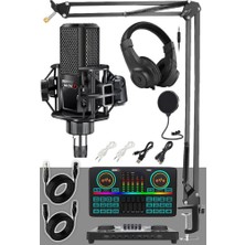 Hype Store MX-2020 Effective Set Efektli Ses Kartı Mikrofon Kulaklık Stand Canlı Yayın Seti (Pc ve