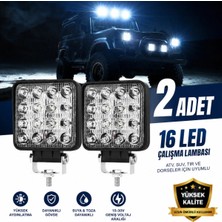 Kutup Ticaret 2 Adet 16 Ledli Çalışma Lambası 12-24V 48W Offroad Projektör Geri Vites Lambası Motosiklet Dorse Tır Traktör Iş Makinesi Uyumlu (10,7 cm × 10,7 cm × 1,6 Cm)