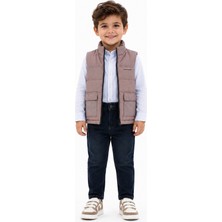 İrem Çocuk Giyim Erkek Çocuk Şişme Yelekli Gömlekli Kot Pantolonlu Mevsimlik Üçlü Takım