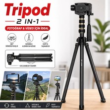 Jolita Samsung S25 Uyumlu 2'si 1 Arada Telefon & Kamera Tripodu 360° Döner Başlıklı Katlanabilir Taşınabilir Tripod