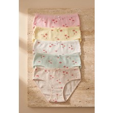 Bony Socks Kız Çocuk 5 li Paket Çiçekli Ribanalı  Slip Külot Renkli