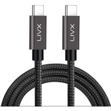 Hype Store Solid 100W 5A Pd2.0 Type C To Type C Hızlı Şarj ve Data Kablosu 2 Metre Halat Örgülü Gray