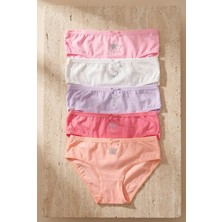 Bony Socks Kız Çocuk Taş Detaylı 5 li  Paket Slip Külot Çok Renkli