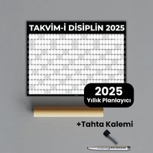 Dora Shopping Takvim-I Disiplin 2025 | Yıllık Planlayıcı - Yapışkansız Statik Duvar Takvimi, Yaz-Sil Özelliği, Min