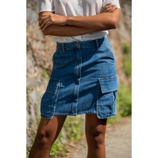 Vavien Vav 2014-CEPLI Mavi Denim Etek
