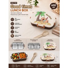 Vagonlife VGN-7189 Good Times 600 ml Tek Katlı 2 Bölmeli Paslanmaz Çelik Yemek Kabı (Lunch Box)