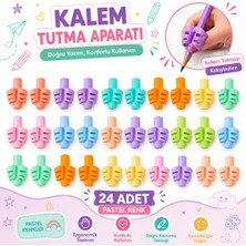 Danacı Kırtasiye Pastel Renk Kalem Tutma Aparatı 24 Adet Ergonomik Silikon Kalem Tutucu Yazı Düzeltici Çocuk ve Öğrenci Için
