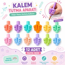 Danacı Kırtasiye Pastel Renk Kalem Tutma Aparatı 12 Adet Ergonomik Silikon Kalem Tutucu Yazı Düzeltici Çocuk ve Öğrenci Için