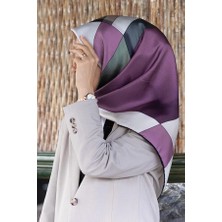 Vissona Twill Ipek Geometrik Desen Eşarp Gül Kurusu