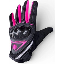 Forestia Pembe Uzun Boy Tam Parmak Kadın Motosiklet Eldiveni - Motorcu Eldiveni & Ultra Şık Unısex Motorcu Eldiven