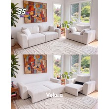 Velura Home & Living Sora 3+1 Yataklı ve Sandıklı Koltuk Takımı - Beyaz