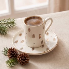 Aryıldız New Year Deer 2 Parça Tek Kişilik Kahve Fincan Takımı 90 ml