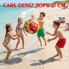 Direkstoktan Çocuklar Için Büyük Boy 61 cm Şişme Deniz Topu - Intex Cars Arabalar Havuz ve Deniz Topu / Cars Beach Ball
