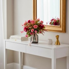 Sedosh Home Vision Sedosh Home Yapay Pembe Gül Cam Vazolu Aranjman 35 cm