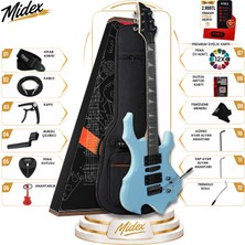 Midex Force-Ltb Profesyonel Axel Kasa Hsh Elektro Gitar Seti Turkuaz