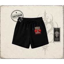 Tarzsokak Kadın Cherry Perfection Leopar Unisex Şort Beyaz