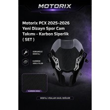 Motorix Pcx 2025-2026 Yeni Dizayn Spor Cam Takımı - Karbon Siperlik ( Set )