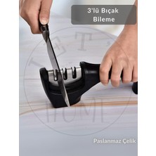 Jet's Home Bıçak Bileme Aleti Üç Kısımlı Et Bıçağı Bileyici Paslanmaz Çelik 20 cm