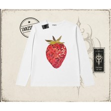 Tarzsokak Kadın Çilek Disco Biskilet Yaka  Long Sleeve Beyaz