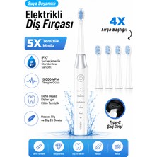 Robeve Auhma AMF13 Elektrikli Diş Fırçası | 15.000 Vpm Sonic Titreşim | 5 Temizlik Modu | 4 Yedek Fırça Başlığı | Type-C Şarj | Ipx7 Suya Dayanıklı | Şarjlı Diş Fırçası