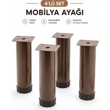 Nublado 4’lü Kahverengi Metal Mobilya Ayağı Ayarlanabilir Tabanlı Dolap Masa Koltuk Ayağı
