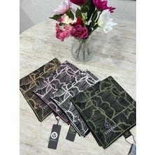 Vissona Çizgi Desen Twill Ipek Eşarp Gold