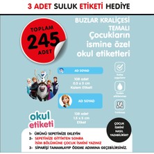 Okul Etiketi Buzlar Kraliçesi Temalı Isme Özel Okul Etiketi Suluk Etiketi Hediyelidir Stıcker Toplam 245 Adet