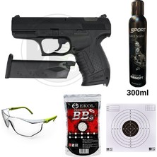 We P99 Airsoft Greengas, Bb ve Koruyucu Gözlük,hedef Kağıdı Hediyeli