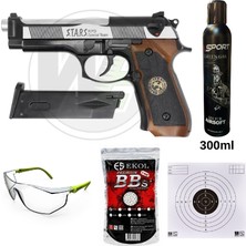 We M9 Bıohazard Full Otomatik Aırsoft Greengas, BB ve Koruyucu Gözlük,Hedef Kağıdı Hediyeli