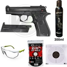 We M84 Siyah Airsoft  Greengas, BB ve Koruyucu Gözlük,Hedef Kağıdı Hediyeli