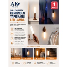 Ak Avm 1 Adet, Hareket Sensörlü Şarjlı Duvar Apliği - Kablosuz Şarjlı Çok Amaçlı LED Işık