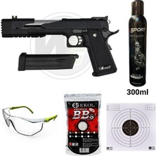 We 7" Dragon  Bk Full Otomatik Aırsoft Greengas, BB ve Koruyucu Gözlük,Hedef Kağıdı Hediyeli