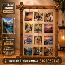 Saray Foto Ahşap Ipli Mandallı LED Işıklı Fotoğraf Çerçevesi/anı Panosu