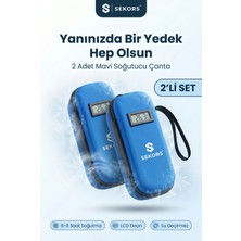 Sekors 2 Adet Mavi Dijital Göstergeli Insulin Taşıma Çantası Medikal Soğutucu + 4 Adet Buz Jeli
