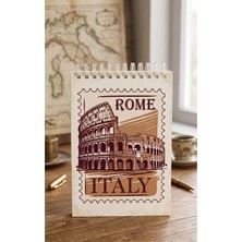 Z&R Craft Rome Italy Bloknote - A5 Üstten Şeffaf Spiralli Defter - Çizgisiz Düz Sayfa Defter - Çizgisiz Not Defteri