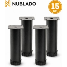 Nublado 15 cm Siyah Mobilya Ayağı 4’lü Set Ayarlanabilir Tabanlı Metal Dolap Masa Ayağı