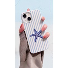 Teknoba Store iPhone 13/14/15UYUMLU Mavi Deniz Yıldızı Desenli Çizgili Soft Silikon Telefon Kılıfı