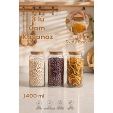 Herevin 232009-000 Cam Saklama Kavanozu 1400 ml | Ahşap Kapaklı Mutfak Erzak Kavanozu