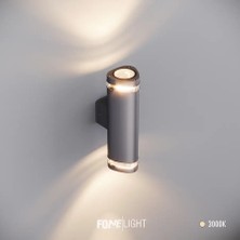 FoneLight Gala Duo 27 cm Çift Yönlü LED Duvar Apliği Antrasit Alüminyum Cam Detaylı IP65 Dış Mekan Bahçe Aydınlatması 3000K