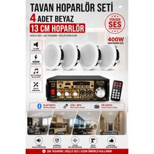 Poke Tavan Hoparlör Seti (1 Adet 400W Anfi Bluetooth USB Sd Fm + 4 Adet 10 W 13 cm Tavan Hoparlör)
