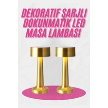 Astraltech Altın Rengi Masa ve Gece Lambası Dokunmatik Şarjlı Masa Lambası