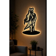 Lucenda LED Işıklı Tablo Koşan At Duvar Dekoru LED Aydınlatmalı Modern Dekoratif Duvar Süsü