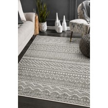 Vitali Home Bukle Gri Beyaz Kilim Yıkanabilir Kaymaz Taban Şönil Kilim Salon Oturma Odası Halısı BK486