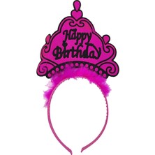 Marsilyan Happy Birthday Neon Fuşya Renk Doğum Günü Tacı 24X15 cm