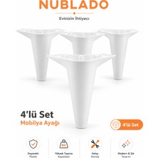 Nublado Beyaz Konik Mobilya Ayağı 4’lü Set – Koltuk, Kanepe ve Dolap Ayağı