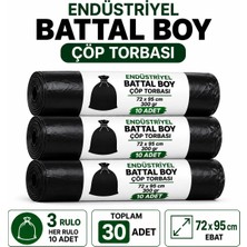 Liva Ambalaj Endüstriyel Çöp Torbası Battal Boy 72X95 cm 30 Adet (3 Rulo) Sızdırmaz Kalın 300 Gram