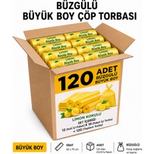 Liva Ambalaj Büzgülü Büyük Boy Limonlu Kokulu Çöp Torbası 120 Adet (12 Paket x 10 Adet)