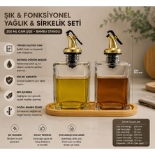 Trend Home Life Sofranız Için Ahşap Stantlı 2 Li 200 ml Cam Yağdanlık Sirkelik Zeytinyağı, Sıvı Yağlık, Sosluk Şişe