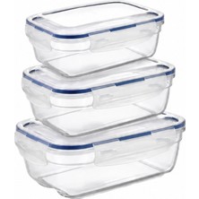 Asude ASD027 Maya Dikdörtgen 3'lü Şeffaf Saklama Set 500-900-1500 ml