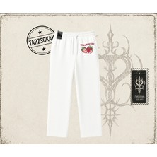 Tarzsokak Kadın Strawberry Active Lifestyle Unisex Baggy Eşofman Altı Beyaz